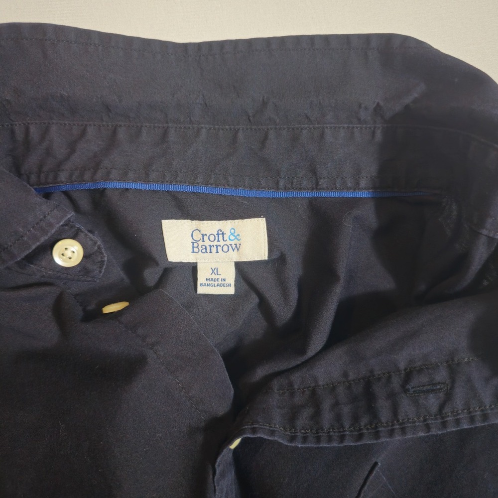 Croft & Barrow Button Down Shirt Mens XL Black Cotton Oeko Tex Chest Pocket - Picture 10 of 11